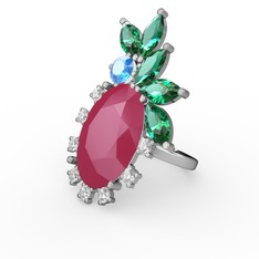 Arinna Yüzük - Neon pembe akrilik 14 ayar beyaz altın yüzük (0.48 karat) #btd3yq