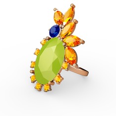 Arinna Yüzük - Neon sarı akrilik, sitrin ve lab safir 18 ayar rose altın yüzük #cjnf6y