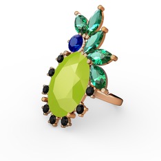 Arinna Yüzük - Neon sarı akrilik 925 ayar rose altın kaplama gümüş yüzük #d0mq3d