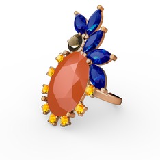 Arinna Yüzük - Neon turuncu akrilik 14 ayar altın yüzük #d8zyu6