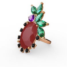 Kırmızı akrilik 925 ayar altın kaplama gümüş yüzük