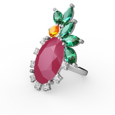 Arinna Yüzük - Neon pembe akrilik 18 ayar beyaz altın yüzük (0.48 karat) #dbslhs