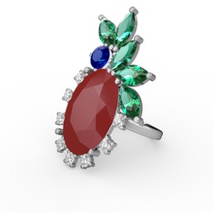 Arinna Yüzük - Kırmızı akrilik 14 ayar beyaz altın yüzük #dfq2aa