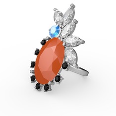 Arinna Yüzük - Neon turuncu akrilik 18 ayar beyaz altın yüzük #djjbty