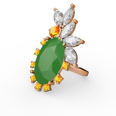 Arinna Yüzük - Neon yeşil akrilik, swarovski ve sitrin 18 ayar altın yüzük #dmhc2i
