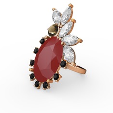 Kırmızı akrilik 925 ayar rose altın kaplama gümüş yüzük