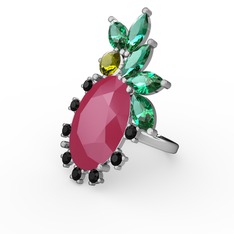 Arinna Yüzük - Neon pembe akrilik 14 ayar beyaz altın yüzük #dwachu