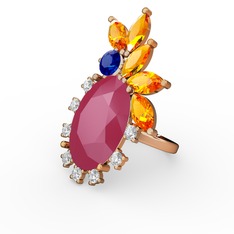 Neon pembe akrilik 14 ayar rose altın yüzük