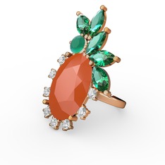 Neon turuncu akrilik 925 ayar rose altın kaplama gümüş yüzük