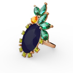 Arinna Yüzük - Lacivert akrilik 14 ayar rose altın yüzük #er5wor