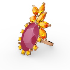 Arinna Yüzük - Neon pembe akrilik ve sitrin 14 ayar altın yüzük #ezzrav