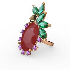 Arinna Yüzük - Kırmızı akrilik 8 ayar rose altın yüzük #f3rmrf