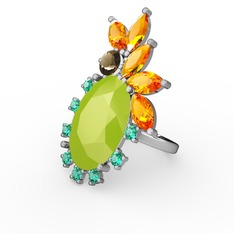 Arinna Yüzük - Neon sarı akrilik 18 ayar beyaz altın yüzük #f87p5l