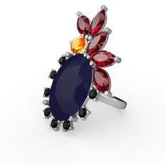 Arinna Yüzük - Lacivert akrilik 18 ayar beyaz altın yüzük #fesk06