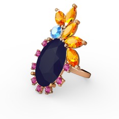 Arinna Yüzük - Lacivert akrilik 18 ayar altın yüzük #fr0vcj