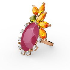 Neon pembe akrilik 14 ayar altın yüzük (0.48 karat)