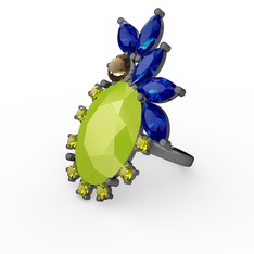 Arinna Yüzük - Neon sarı akrilik 925 ayar siyah rodyum kaplama gümüş yüzük #g8p456