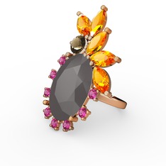 Arinna Yüzük - Füme akrilik 925 ayar rose altın kaplama gümüş yüzük #gjtq8r