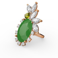 Arinna Yüzük - Neon yeşil akrilik 14 ayar rose altın yüzük #gsq21k