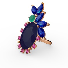 Arinna Yüzük - Lacivert akrilik 8 ayar rose altın yüzük #hm7gyt