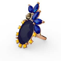 Arinna Yüzük - Lacivert akrilik 14 ayar altın yüzük #hr09ad