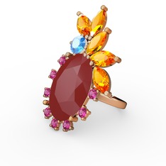 Arinna Yüzük - Kırmızı akrilik 925 ayar rose altın kaplama gümüş yüzük #hwmv2l