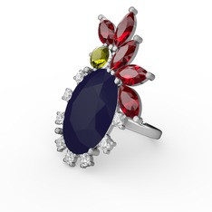 Arinna Yüzük - Lacivert akrilik 8 ayar beyaz altın yüzük #ials36