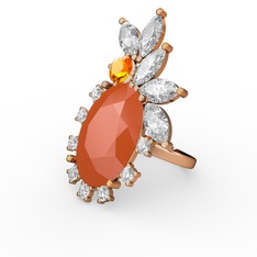 Arinna Yüzük - Neon turuncu akrilik 8 ayar rose altın yüzük (0.48 karat) #j02wrx