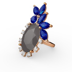 Arinna Yüzük - Füme akrilik, lab safir ve pırlanta 8 ayar rose altın yüzük (0.48 karat) #jh2eyr