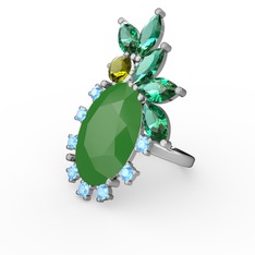 Arinna Yüzük - Neon yeşil akrilik 14 ayar beyaz altın yüzük #jhpuka