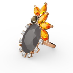 Füme akrilik 925 ayar altın kaplama gümüş yüzük