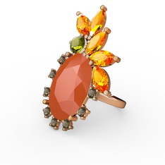 Arinna Yüzük - Neon turuncu akrilik 925 ayar rose altın kaplama gümüş yüzük #jsjvqg