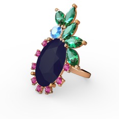 Arinna Yüzük - Lacivert akrilik 18 ayar altın yüzük #k48f3f