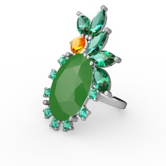 Arinna Yüzük - Neon yeşil akrilik, yeşil kuvars ve sitrin 18 ayar beyaz altın yüzük #kbuzqg