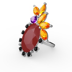 Arinna Yüzük - Kırmızı akrilik 8 ayar beyaz altın yüzük #kj0r4w