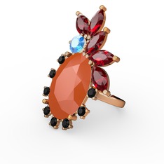 Arinna Yüzük - Neon turuncu akrilik 14 ayar altın yüzük #kks6dl