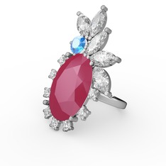Neon pembe akrilik 14 ayar beyaz altın yüzük