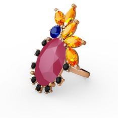 Arinna Yüzük - Neon pembe akrilik 925 ayar rose altın kaplama gümüş yüzük #kp38ej