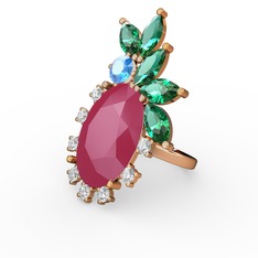 Neon pembe akrilik 14 ayar altın yüzük