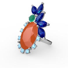 Arinna Yüzük - Neon turuncu akrilik 8 ayar beyaz altın yüzük #ldfd3r