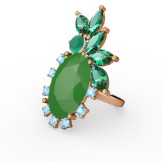 Arinna Yüzük - Neon yeşil akrilik 925 ayar rose altın kaplama gümüş yüzük #li569o