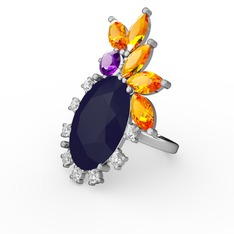 Arinna Yüzük - Lacivert akrilik 18 ayar beyaz altın yüzük #m369zh