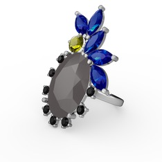 Arinna Yüzük - Füme akrilik 925 ayar gümüş yüzük #mf24b