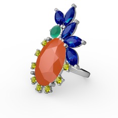 Arinna Yüzük - Neon turuncu akrilik 925 ayar gümüş yüzük #mld771