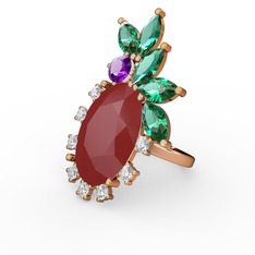 Arinna Yüzük - Kırmızı akrilik 14 ayar altın yüzük #mp023t