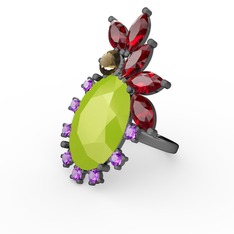 Arinna Yüzük - Neon sarı akrilik 925 ayar siyah rodyum kaplama gümüş yüzük #mxqff6