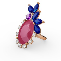 Arinna Yüzük - Neon pembe akrilik 8 ayar rose altın yüzük (0.48 karat) #n1vgvy