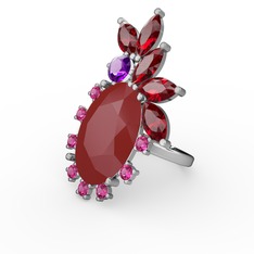 Arinna Yüzük - Kırmızı akrilik 8 ayar beyaz altın yüzük #n5brro