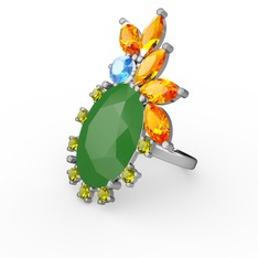 Arinna Yüzük - Neon yeşil akrilik 14 ayar beyaz altın yüzük #nalw3p