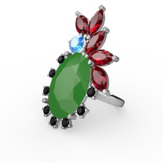 Arinna Yüzük - Neon yeşil akrilik 14 ayar beyaz altın yüzük #neghx6